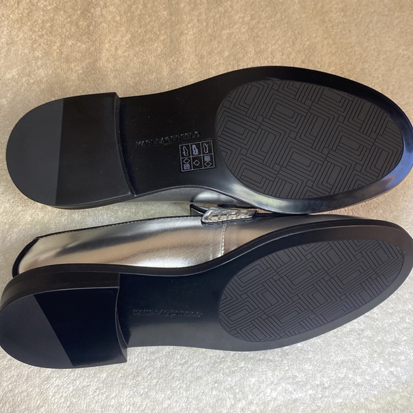 NEW IN BOX Karl Lagerfeld Paris Rylin Loafers in Silver (7M) - Picture 9 of 9